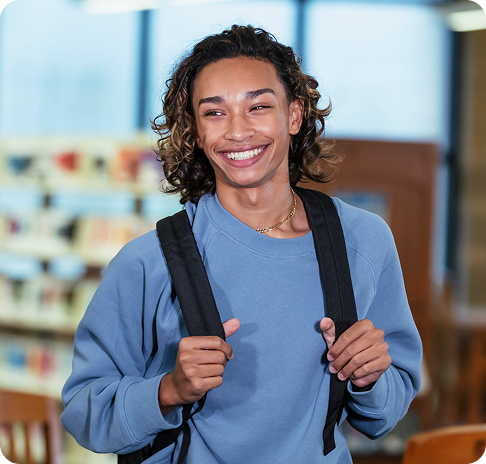 Smiling student with backpack